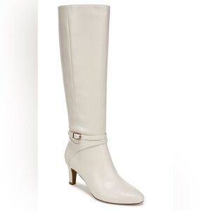 Bandolino Cream Knee-High Buckle Strap Boots